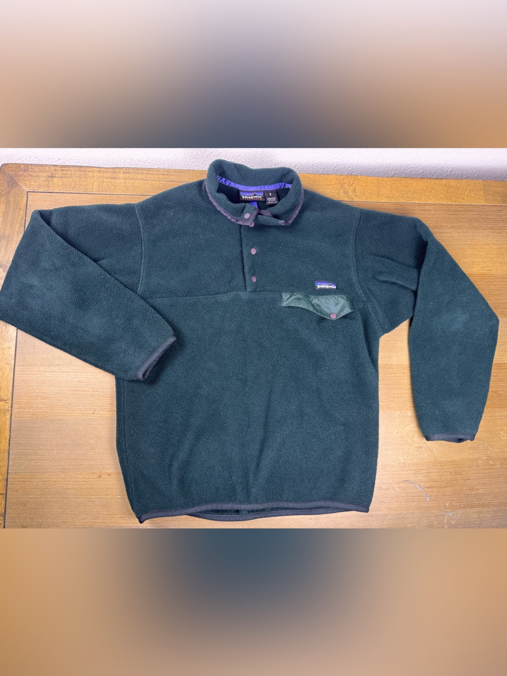 Vintage 90s Patagonia Synchilla Mens S Small Fleece Pullover Green Snap T Jacket